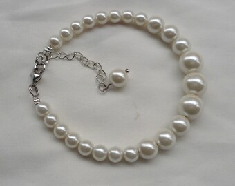 Ivory Pearl  Bracelet, Pearl Bracelet,One Strands Pearl Bracelet,,Wedding Jewelry,Pearl Jewelry,Bridesmaid Bracelet,Glass Pearl Bracelet,