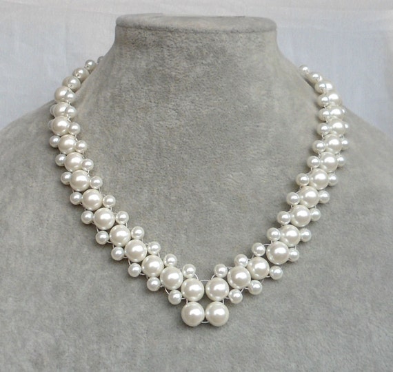 Ivory Pearl Necklacewedding Necklaceglass Pearl | Etsy