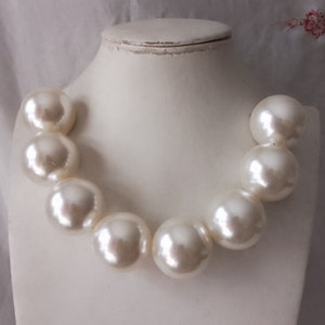 30mm pearl necklace, pearl necklace,wedding necklace,choker necklace,plastics pearl necklace,light weight pearl necklace, big pearl necklace