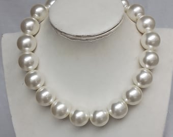 20mm pearl necklace, pearl necklace,wedding necklace,choker necklace,plastics pearl necklace,light weight pearl necklace, big pearl necklace