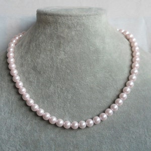light pink  pearl necklace,18 inches single pearl necklace,wedding necklace,bridesmaid  necklace, Glass pearl,wedding gift, Pearl Necklace,