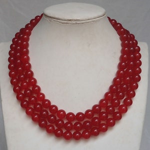 Jade Necklace,Necklace,bright red necklace,wedding necklace,bridesmaid necklace,Pure Natural Jade jewelry,wedding gift,Two strand Necklace