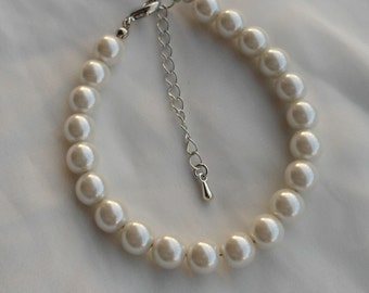 Ivory Pearl  Bracelet, Pearl Bracelet,One Strands Pearl Bracelet,,Wedding Jewelry,Pearl Jewelry,Bridesmaid Bracelet,Glass Pearl Bracelet,