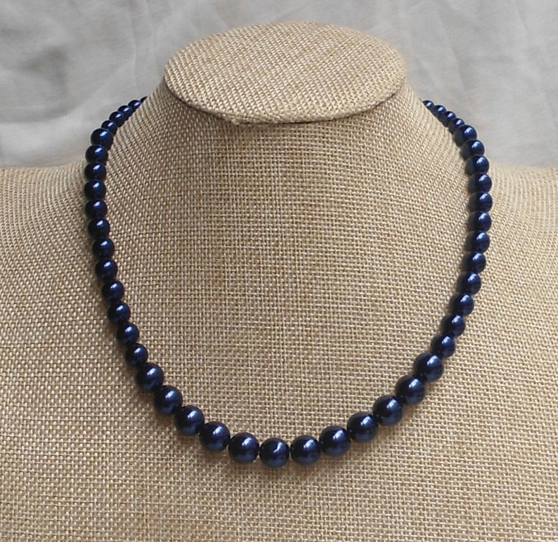 Navy Blue pearl Necklaces Wedding necklacepearl Necklace Etsy