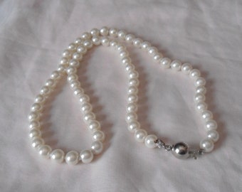 Collar de perlas, collar de una sola perla de marfil, collar de boda, collar de dama de honor, joyería de perlas de vidrio, regalo de boda, collar de perlas,