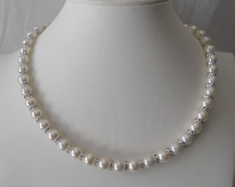 Pearl Necklace, Ivory Pearl Necklace ,Glass Pearl Necklace,Wedding Jewelry,Bridesmaid necklace,Wedding necklace,18 inches pearl necklace