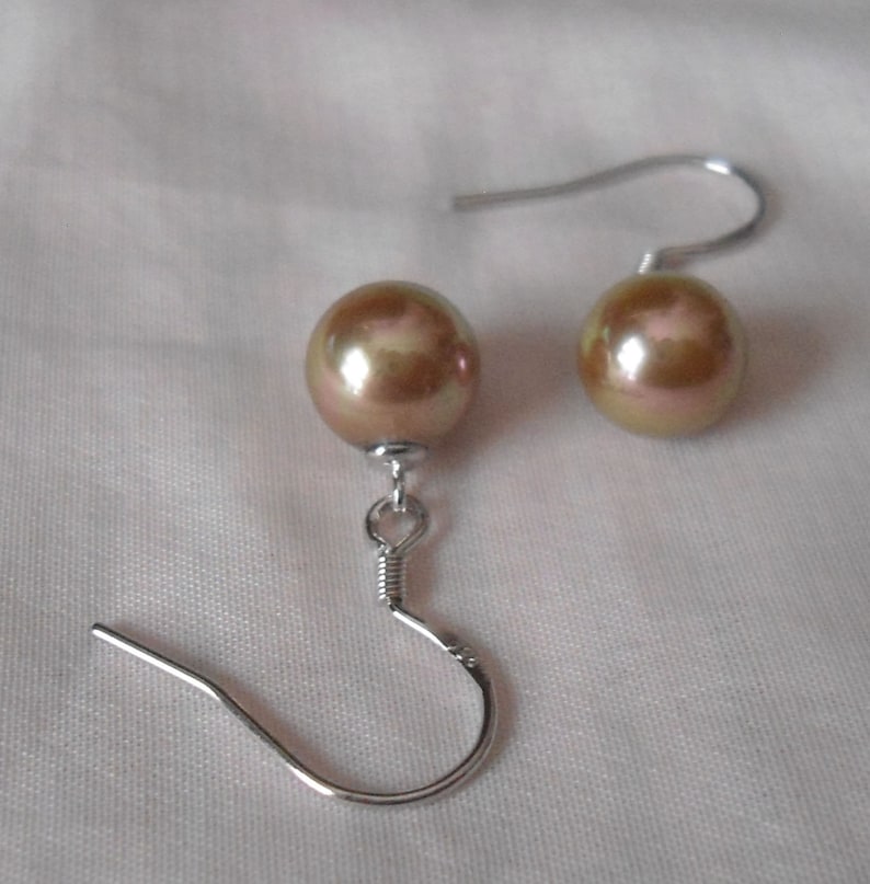 8mm Champagne Pearl Earringschampagne Pearl Earrings Pearl | Etsy