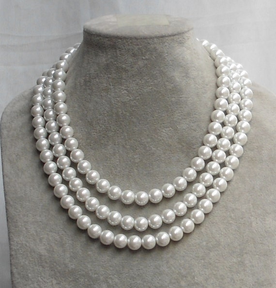 Pearl Necklace Ivory Pearl Necklace Glass Pearl Necklace3