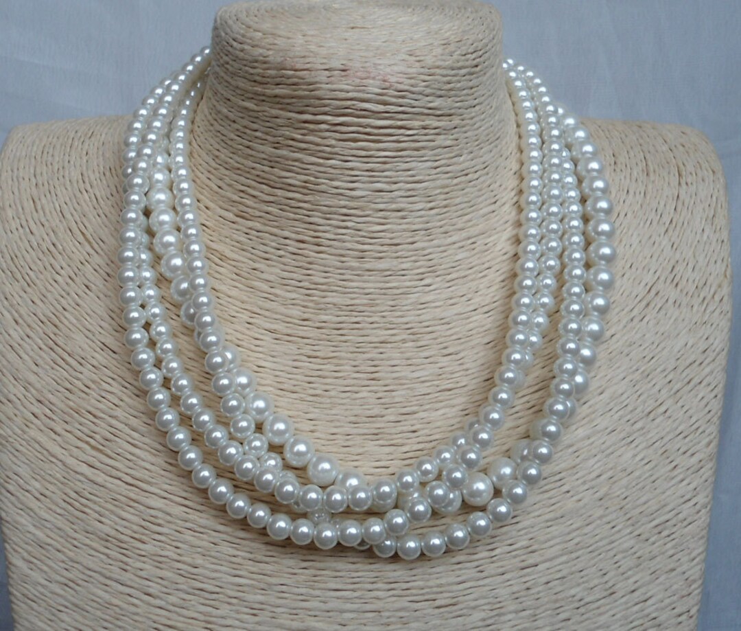 Pearl Necklace Ivory Pearl Necklace glass Pearl - Etsy