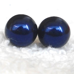 6mm 8mm 10mm Navy Blue Pearl Earrings,Pearl Earring,Earring,Glass Pearl Stud Earrings,Wedding Jewelry,Bridesmaid Earrings,Wedding Party Gift