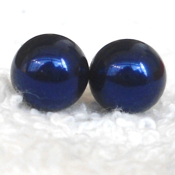 6mm 8mm 10mm Marineblau Perlenohrringe,Perlenohrring,Ohrring,Glasperlenohrstecker,Hochzeitsschmuck,Brautjungfer Ohrringe,Hochzeitspartygeschenk