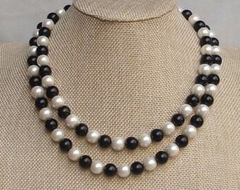 Collar de perlas color marfil, collar de boda, collar de perlas de cristal, collar de perlas de 2 capas, joyería de boda, collar de dama de honor, collar de perlas color marfil,