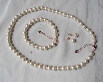Pearl Sets,Pearl Necklace ,pearl bracelet,Pearl Stud Earrings ,Glass Pearl ,Wedding Necklace,Bridesmaid Necklace,Wedding Jewelry,Jewelry