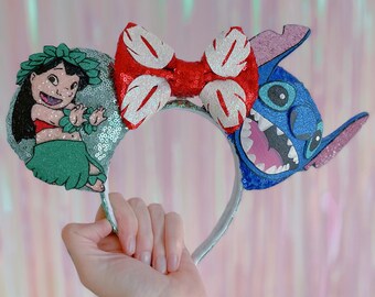 Made to order Hula girl and friend Mouse Ears - *12 Week Turnaround BEFORE Shipping* with Interchangeable Bow