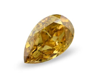 0.37 Carat Fancy Intense Yellow-Orange Pear Diamond SI1 GIA