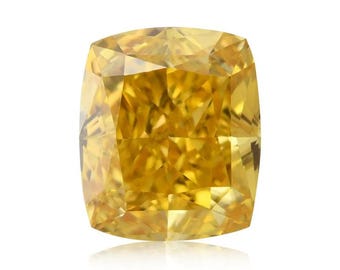0.31 Carat Fancy Vivid Yellow-Orange Cushion Diamond SI1 GIA