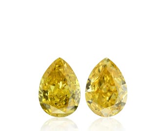0.66 Carat Fancy Vivid Yellow Pear Diamond SI1 GIA