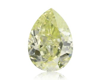 0.55 Carat Fancy Green  Yellow Pear Diamond VS1 GIA Certified