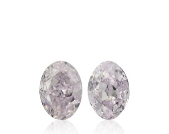 0.60 Carat Fancy Light Purple Pink Oval Shape Diamond Pair VS1 GIA Certified