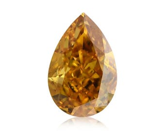 0.50 Carat Fancy Vivid Orange Pear Shape Diamond GIA Certified