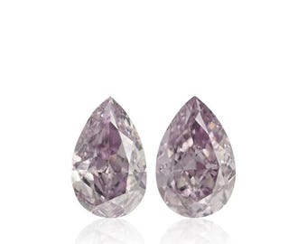 0.58 Carat Fancy Purple Pink Pear Shape Diamond VS2 GIA Matching Pair
