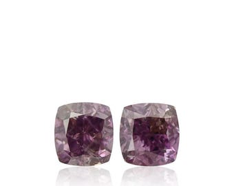 0.50 Carat Fancy Deep Purple Pink Cushion Diamond Pair GIA Certifed