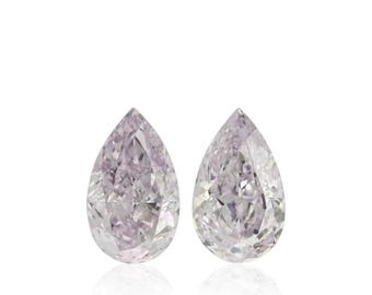 0.92 Carat Fancy Light Pink Purple Pear Diamond Pair VS GIA Certified