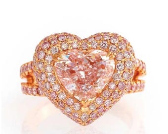 Luxury Heart-Shaped Diamond Ring in Rose Gold