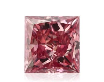 0.20 Carat Fancy Vivid Pink Princess Cut Diamond GIA Certified