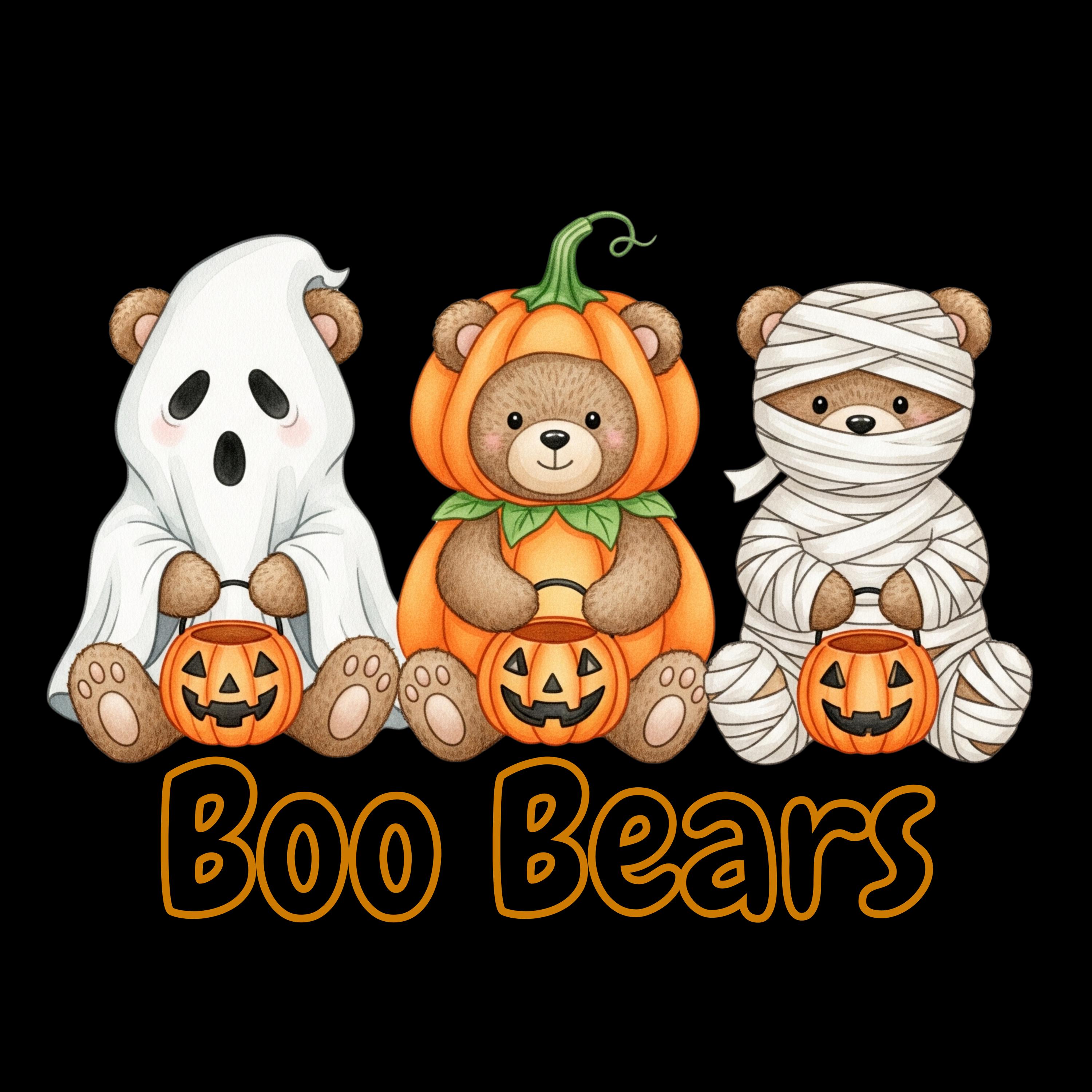 Boo Bears Halloween PNG | Cute Bear Clipart | Ghost Pumpkin Mummy ...