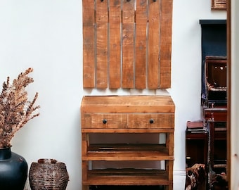 Handmade Pallet Coat Rack with Shoe Storage Drawers