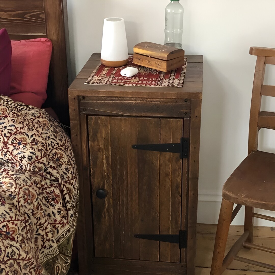 Rustic Bedside Table Reclaimed Wood solid Wood Bedside Etsy