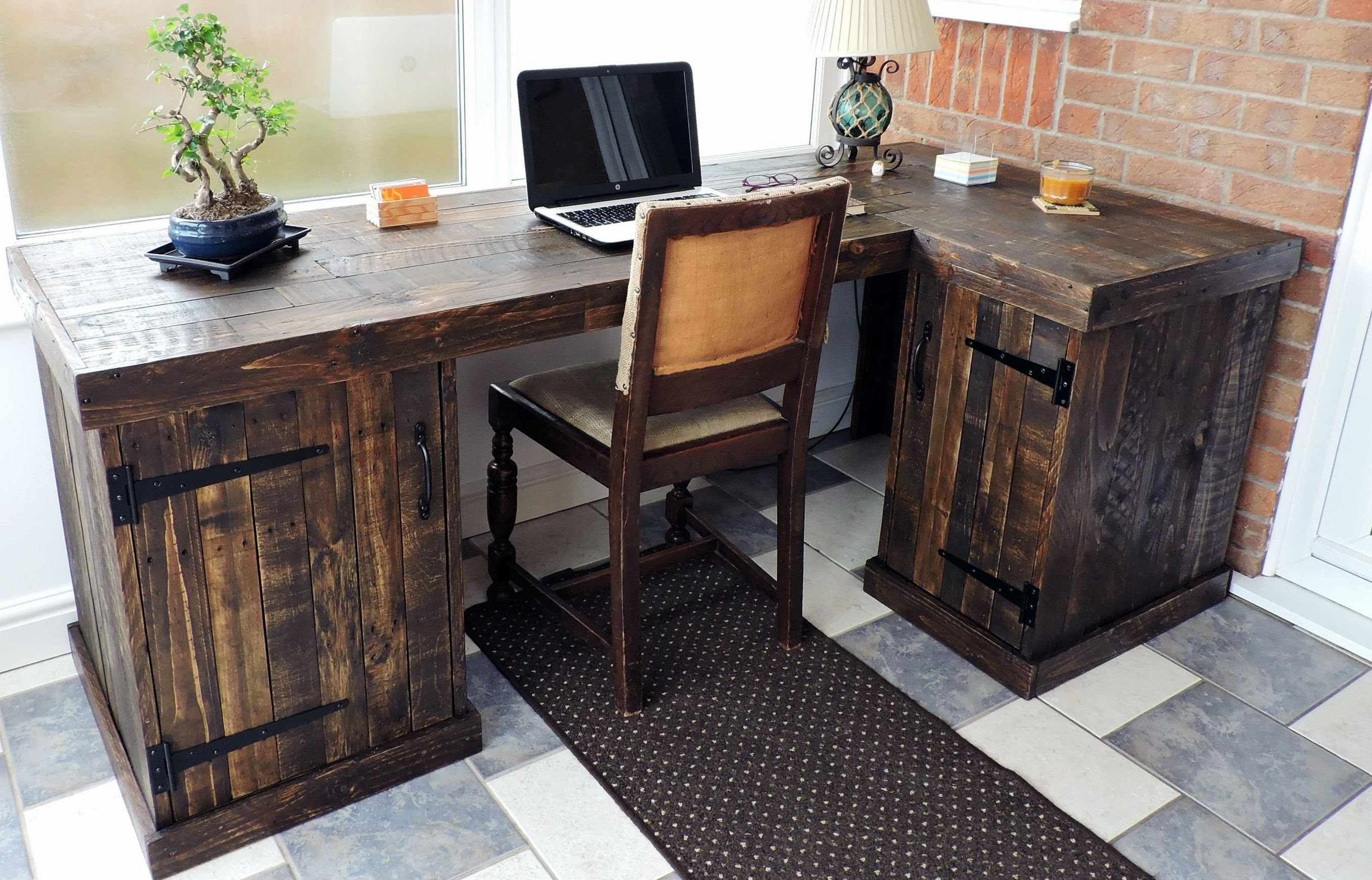 Corner Office Desk Right Hand Desk Recycled Pallet Wood Etsy