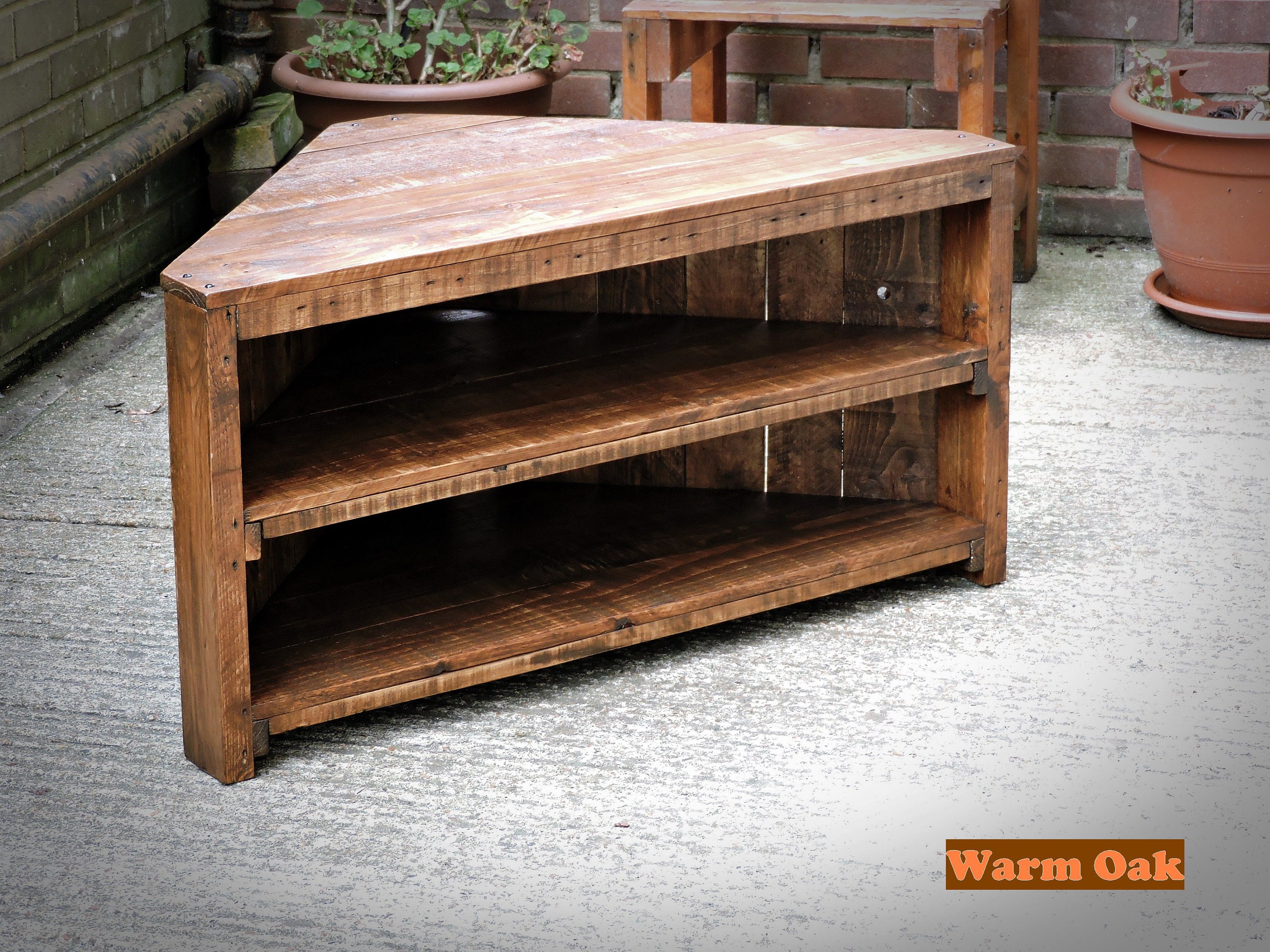 Wood Corner TV Unit TV Stand Pallet furniture Recycled Etsy