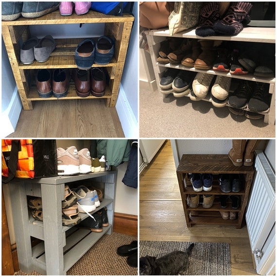 Small Shoe Rack for Hallway, Rustic Style Pallet Furniture, Cottage Style Shoe  Cabinet, Boot Holder 