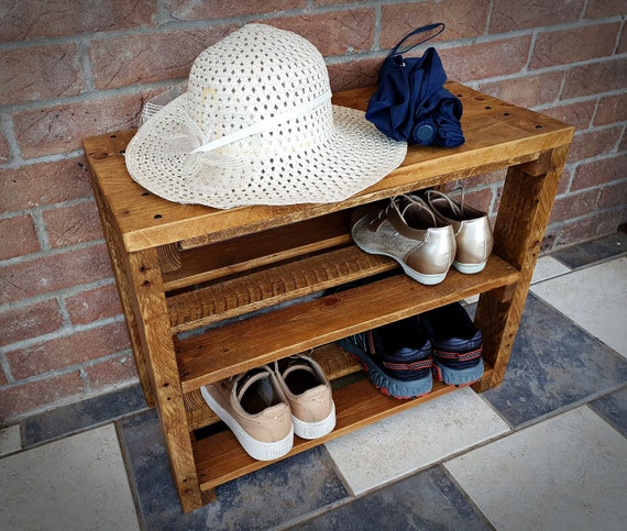 Small Shoe Rack for Hallway, Rustic Style Pallet Furniture, Cottage Style Shoe  Cabinet, Boot Holder 