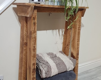 Handmade Pallet Wood Console Table, Narrow Rustic Hallway Decor (35.5x29x9) Natural oak, Ready to go