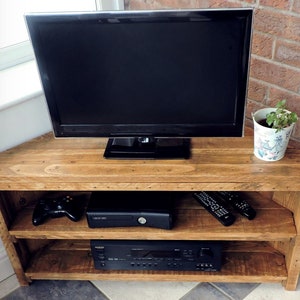 Wood Corner Tv Unit Hi fi Stand Entertainment Storage With Shelf