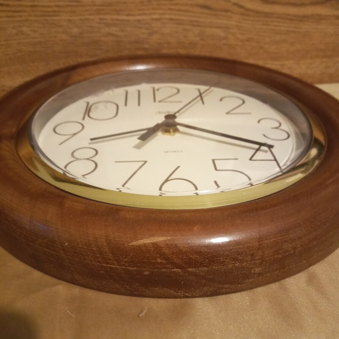 Vintage round wood wall clock Sunbeam 11 Etsy