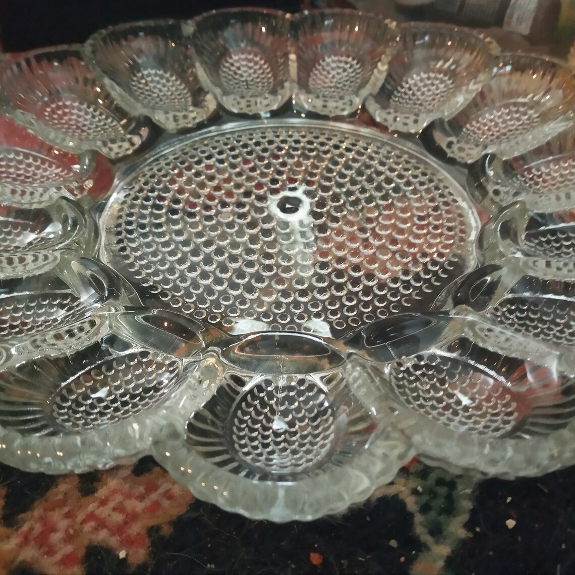 Vintage clear glass deviled egg plate easter egg dish Etsy