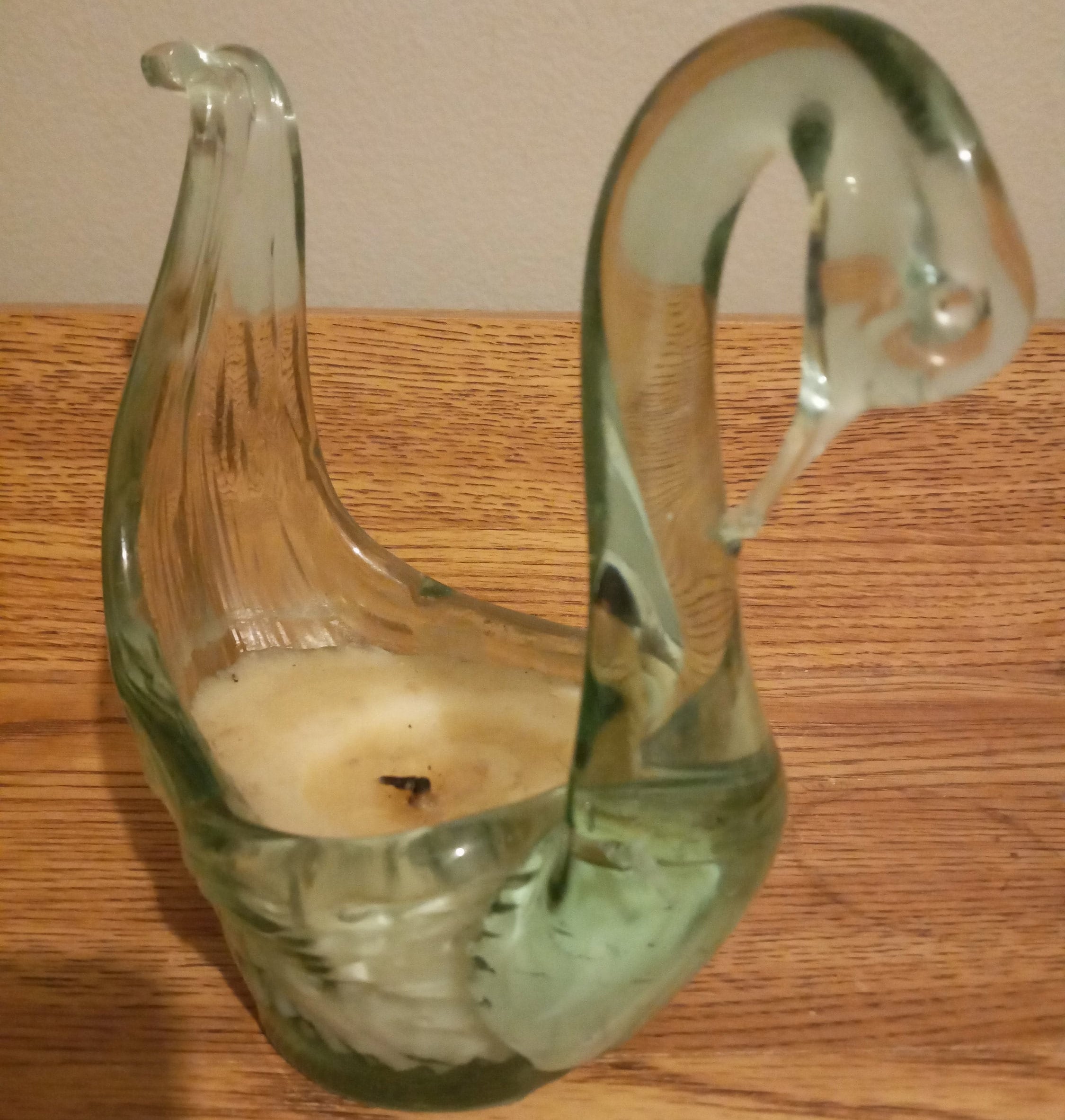 Vintage clear blown glass swan glass bird candle holder Etsy