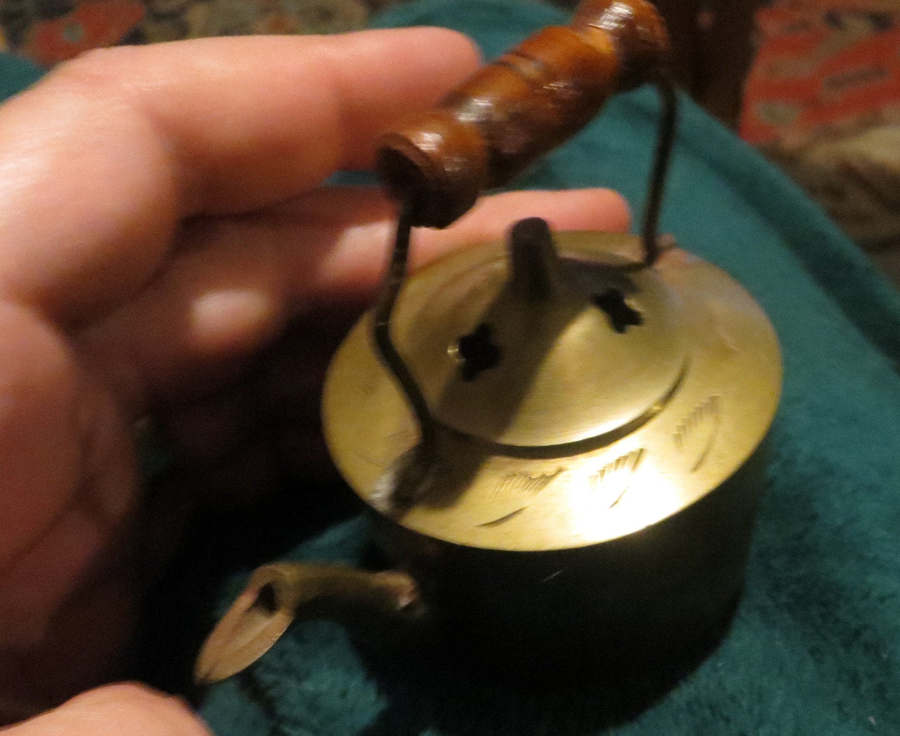 Vintage miniature brass teapot with handle lid made in Etsy