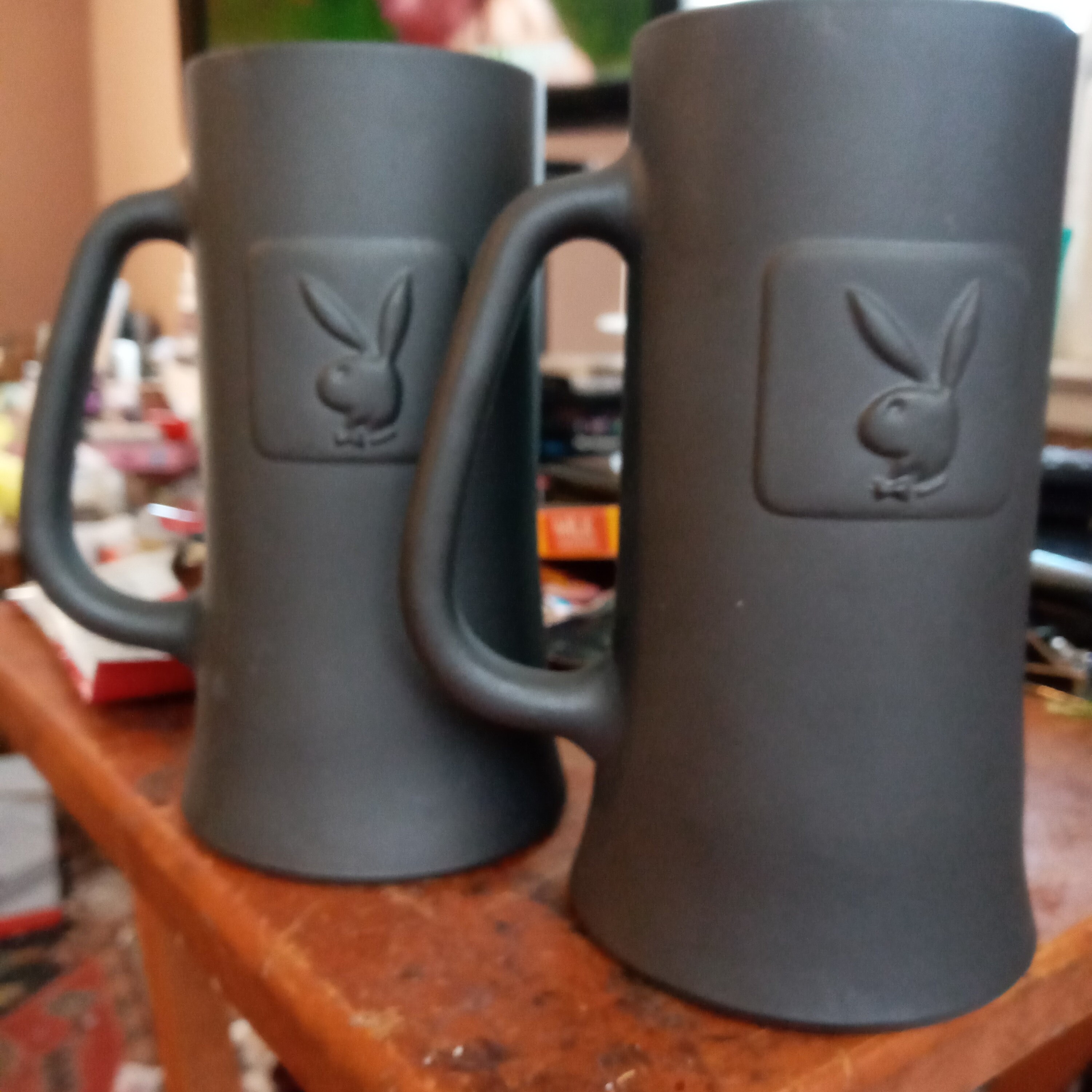 Vintage glass playboy mugs steins grey Etsy