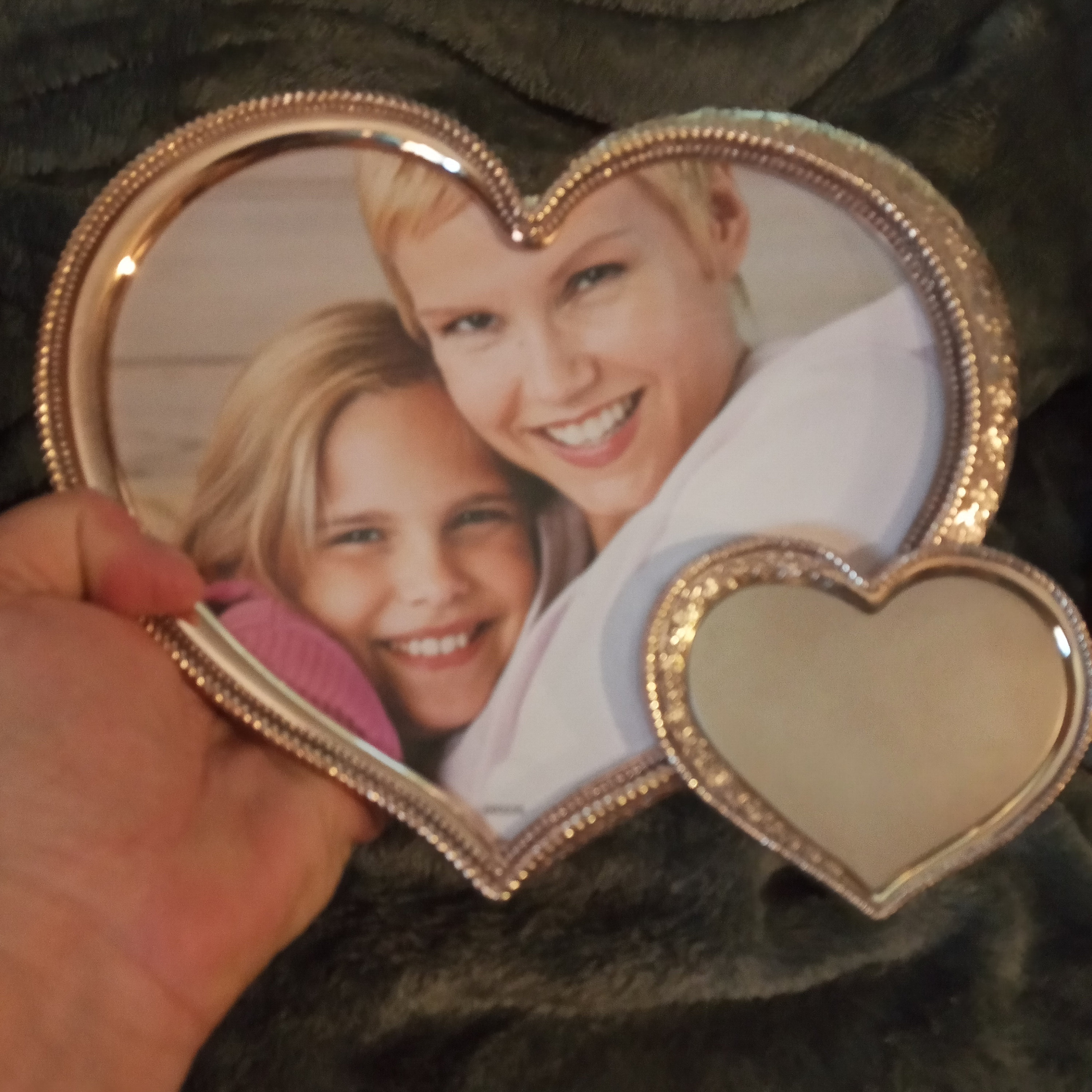 Vintage silverplate double heart picture frame with mirror Etsy