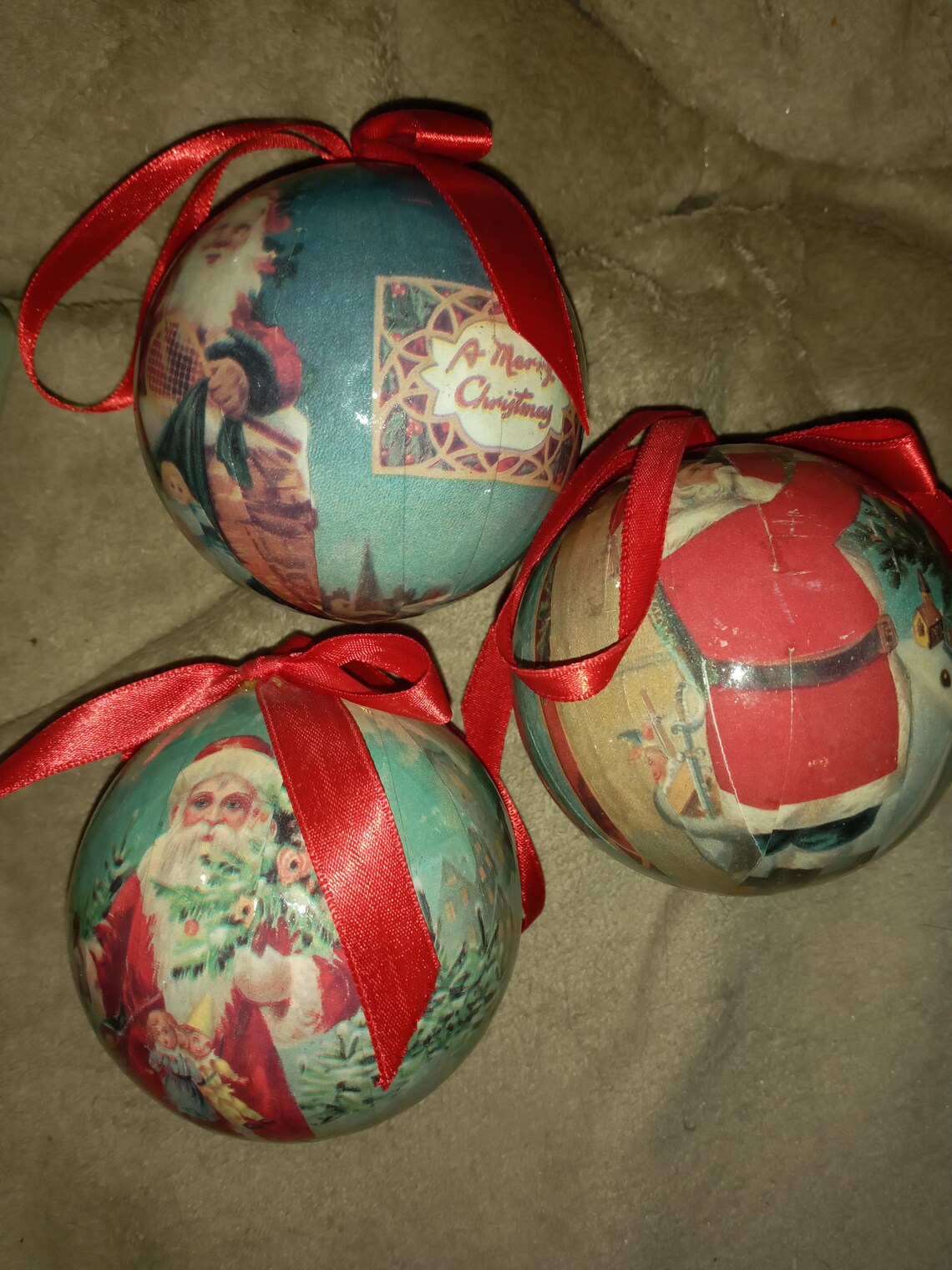 Vintage paper mache Antique Santas Christmas Ornaments 1995 Etsy