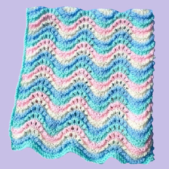 KNITTING PATTERN Feather and Fan Blanket Baby Pram Cover
