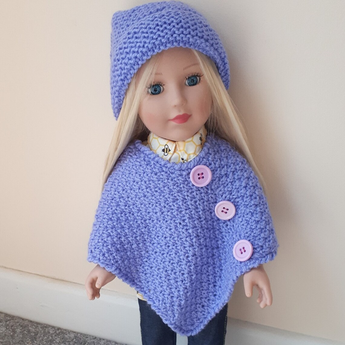 KNITTING PATTERN / Lavender Poncho for Doll / 18-inch Doll / | Etsy