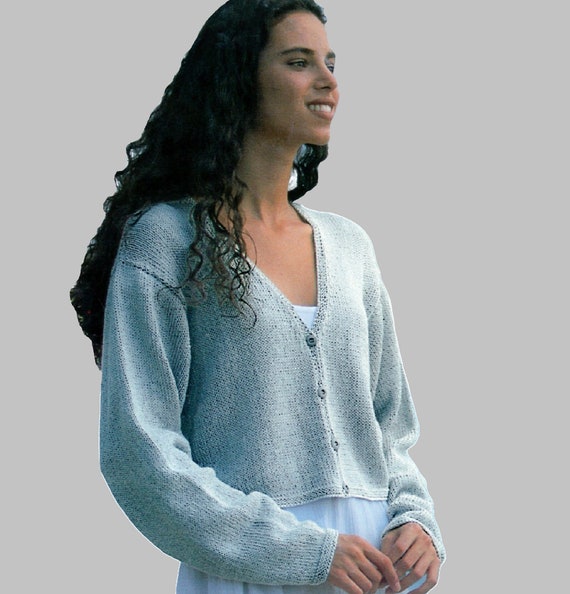 KNITTING PATTERN Cropped Cardigan Jacket Sweater Ladies