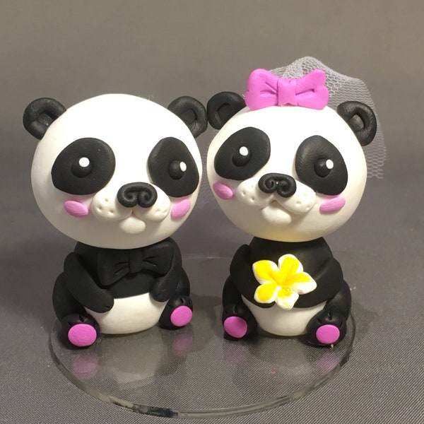 Panda Bride and Groom Wedding Cake Topper