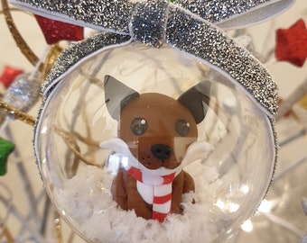 Little Fox Christmas Snowglobe Ornament Bauble